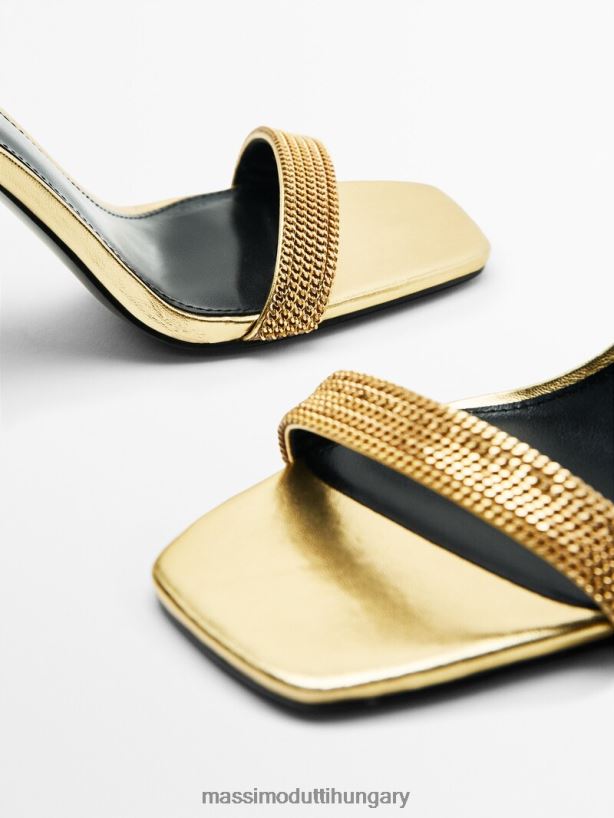 bőr felső szandál lánccal - stúdió Arany nők NXX8V8449 Massimo Dutti