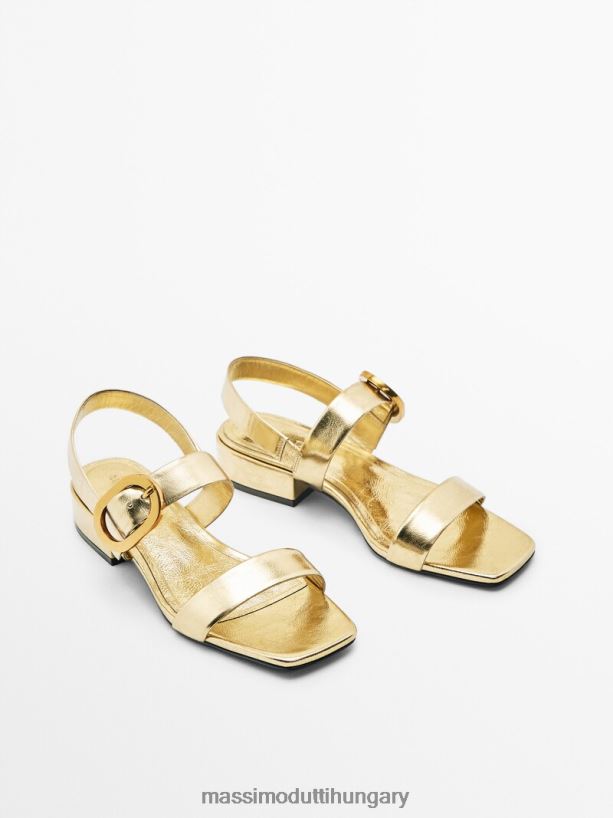 bőr magas sarkú szandál csatos részletekkel Arany nők NXX8V8423 Massimo Dutti