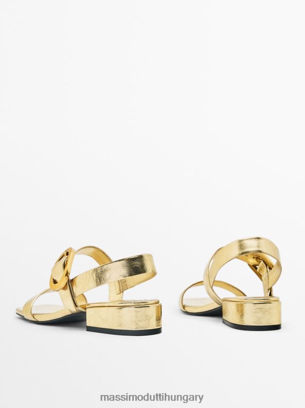 bőr magas sarkú szandál csatos részletekkel Arany nők NXX8V8423 Massimo Dutti