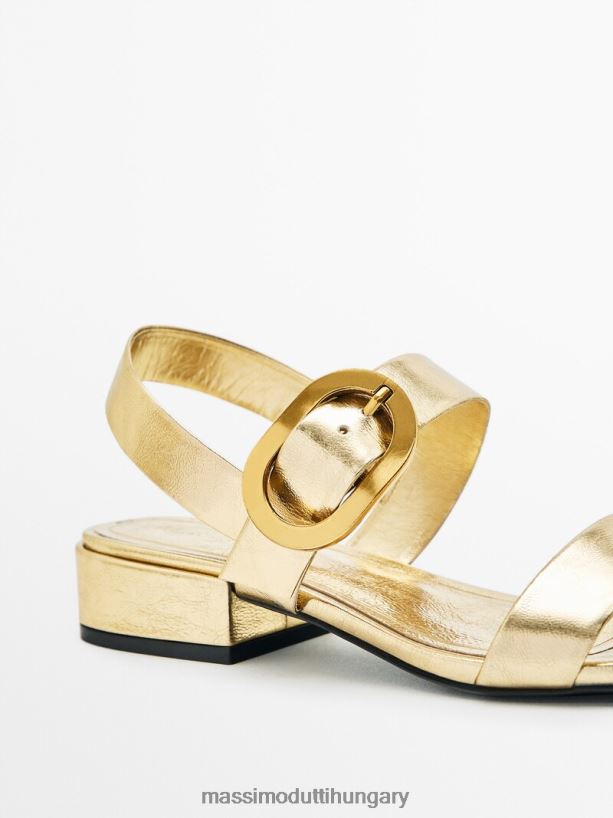 bőr magas sarkú szandál csatos részletekkel Arany nők NXX8V8423 Massimo Dutti