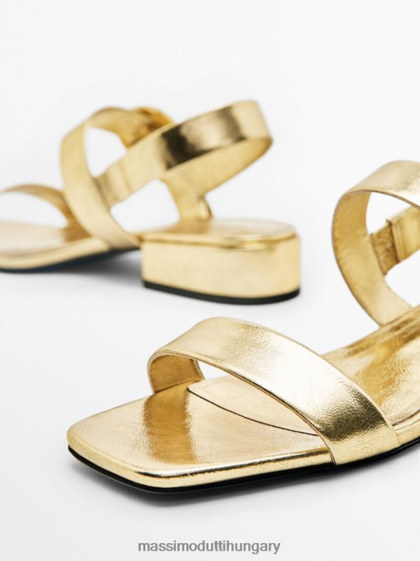 bőr magas sarkú szandál csatos részletekkel Arany nők NXX8V8423 Massimo Dutti