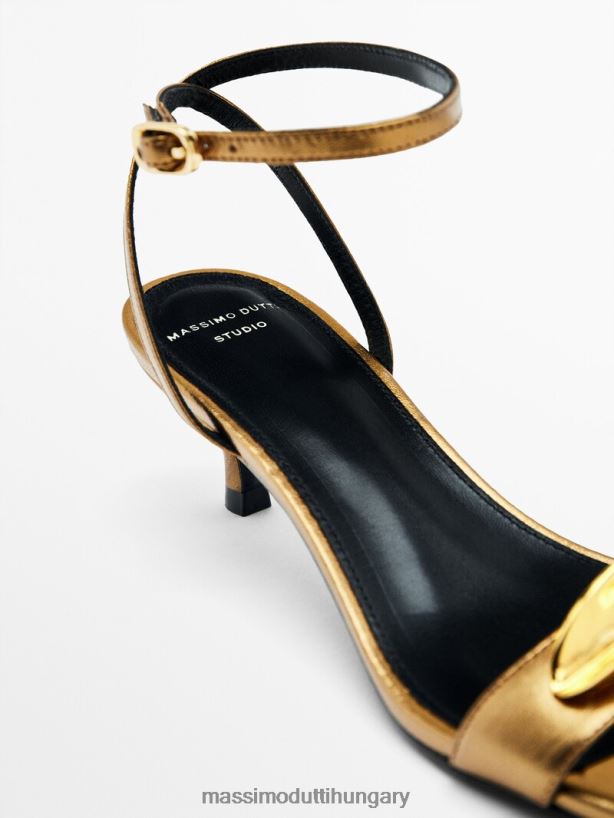 bőr szandál fém rátéttel - stúdió Arany nők NXX8V8447 Massimo Dutti