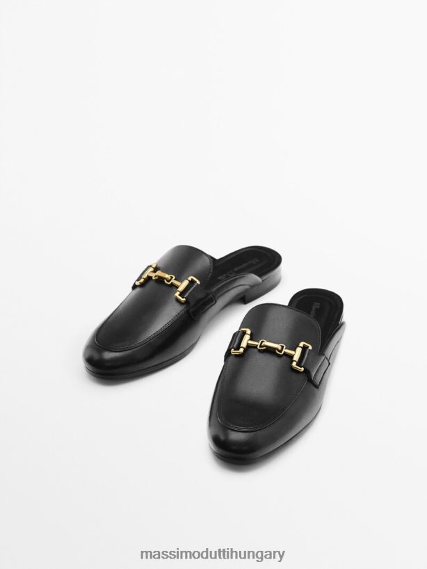 bőr öszvér naplopók fekete nők NXX8V8455 Massimo Dutti