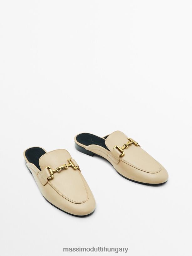 bőr öszvér naplopók krém nők NXX8V8456 Massimo Dutti