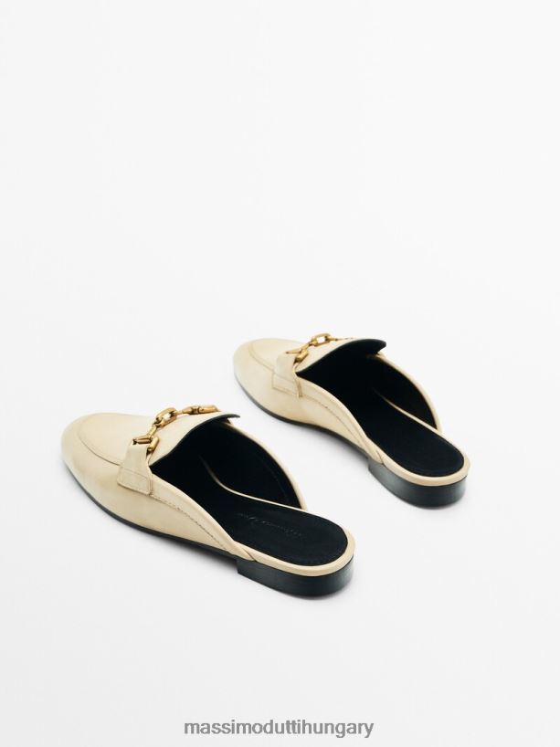 bőr öszvér naplopók krém nők NXX8V8456 Massimo Dutti