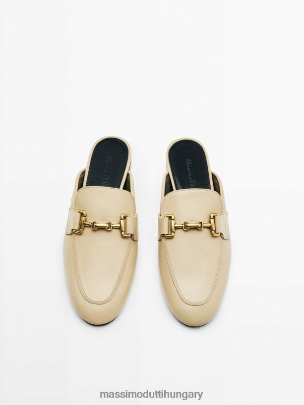 bőr öszvér naplopók krém nők NXX8V8456 Massimo Dutti