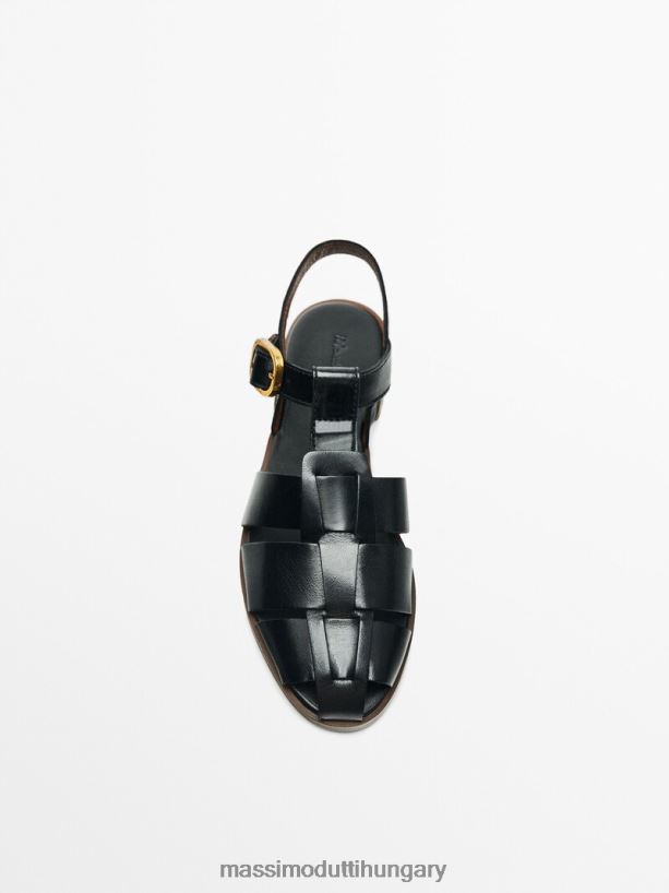 csatos kalitkás szandál fekete nők NXX8V8429 Massimo Dutti