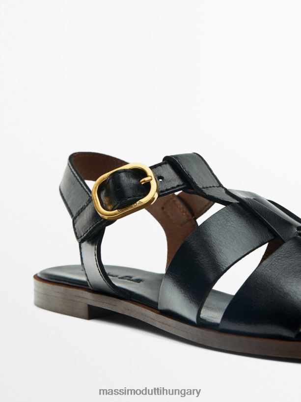 csatos kalitkás szandál fekete nők NXX8V8429 Massimo Dutti