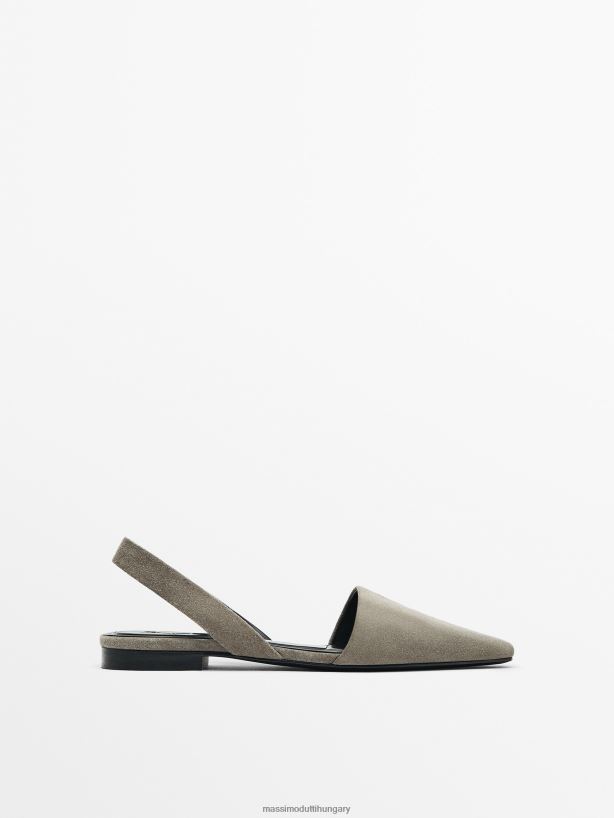 hasított velúr slingback balettlakások szürke nők NXX8V8415 Massimo Dutti