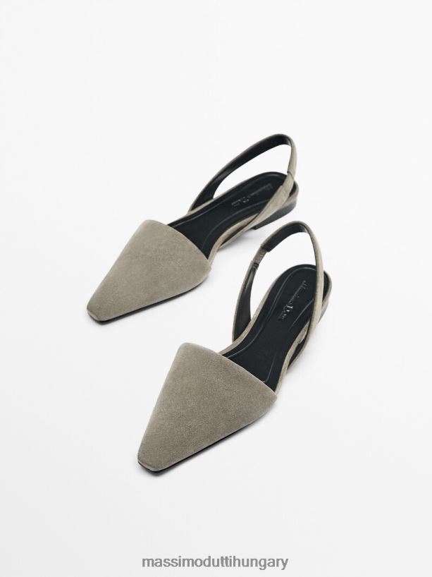hasított velúr slingback balettlakások szürke nők NXX8V8415 Massimo Dutti