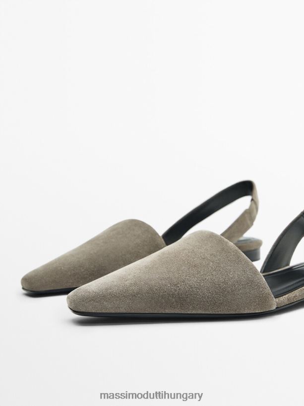 hasított velúr slingback balettlakások szürke nők NXX8V8415 Massimo Dutti