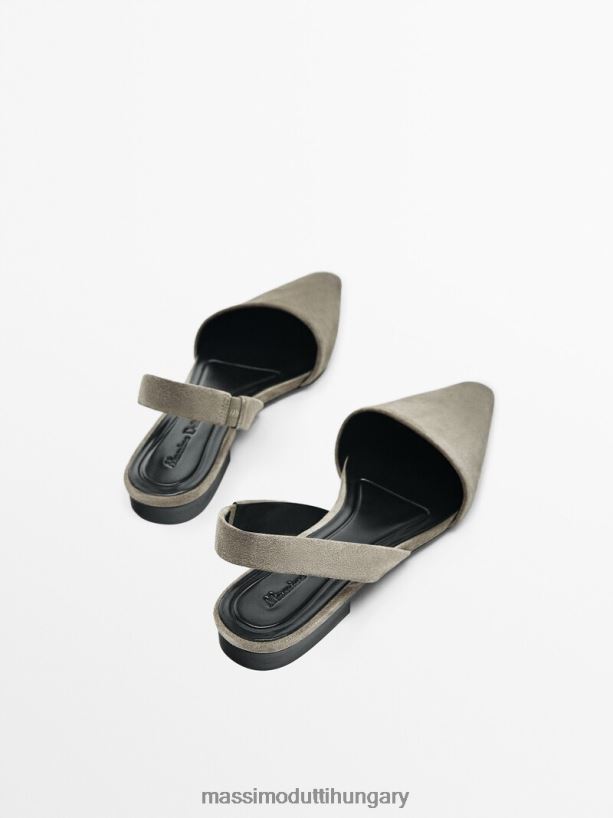 hasított velúr slingback balettlakások szürke nők NXX8V8415 Massimo Dutti