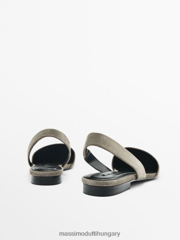 hasított velúr slingback balettlakások szürke nők NXX8V8415 Massimo Dutti