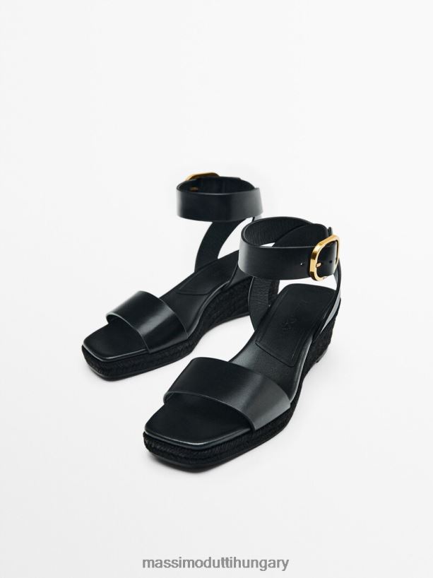 juta ékek csatos bokapánttal fekete nők NXX8V8444 Massimo Dutti