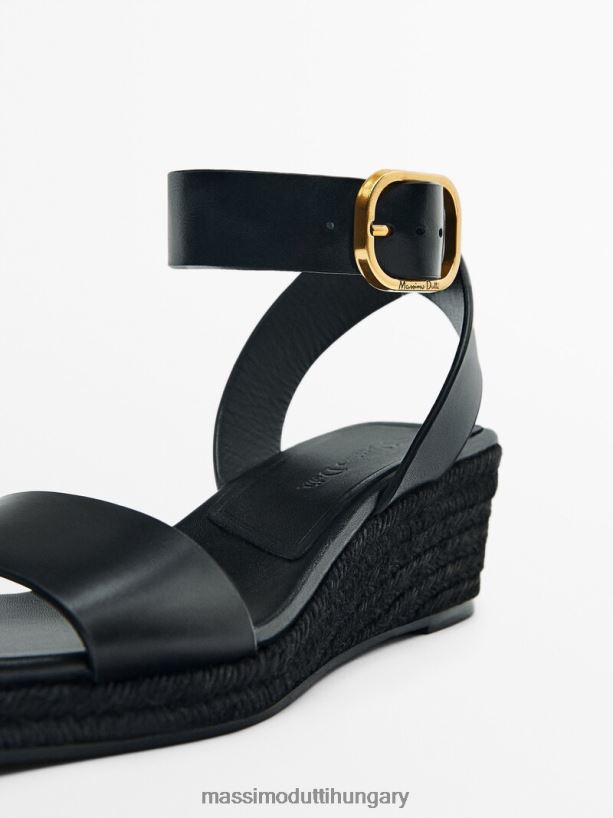 juta ékek csatos bokapánttal fekete nők NXX8V8444 Massimo Dutti