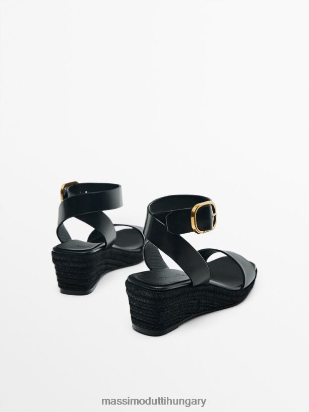 juta ékek csatos bokapánttal fekete nők NXX8V8444 Massimo Dutti