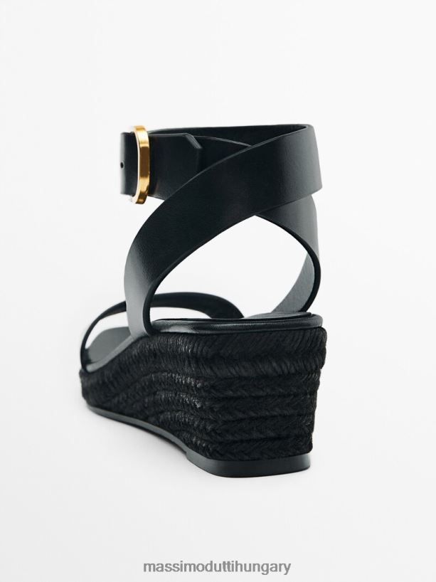 juta ékek csatos bokapánttal fekete nők NXX8V8444 Massimo Dutti