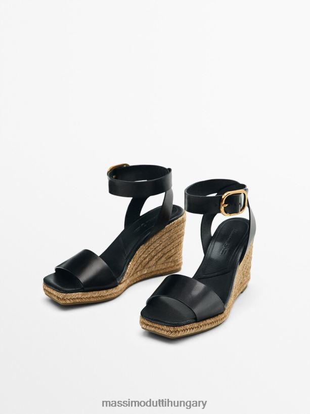 juta ékek csatos bokapánttal fekete nők NXX8V8445 Massimo Dutti