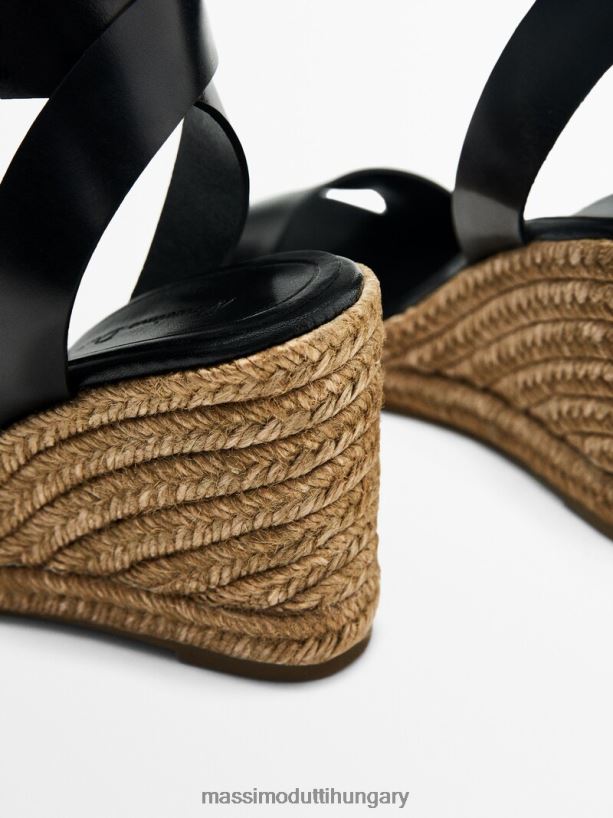 juta ékek csatos bokapánttal fekete nők NXX8V8445 Massimo Dutti