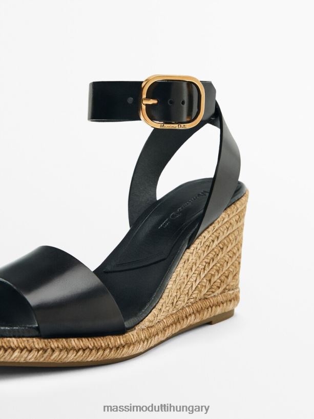 juta ékek csatos bokapánttal fekete nők NXX8V8445 Massimo Dutti