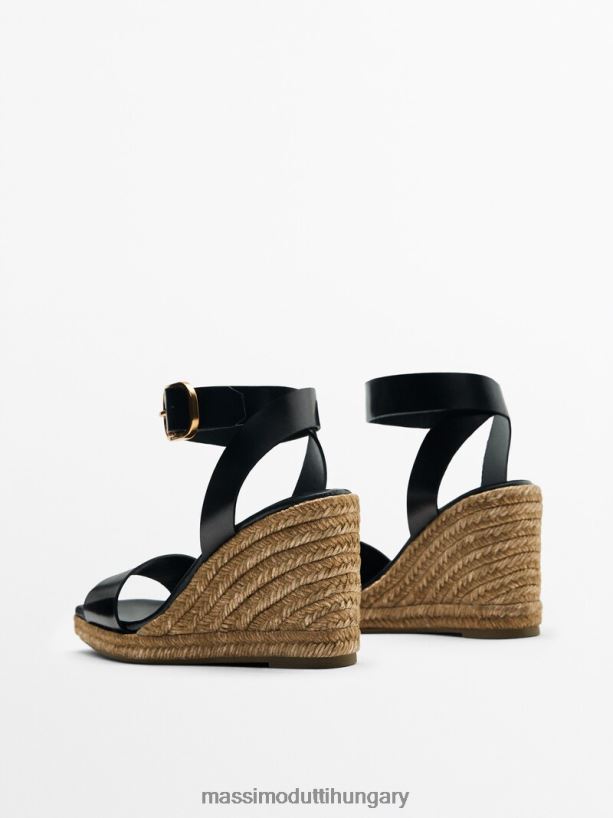 juta ékek csatos bokapánttal fekete nők NXX8V8445 Massimo Dutti