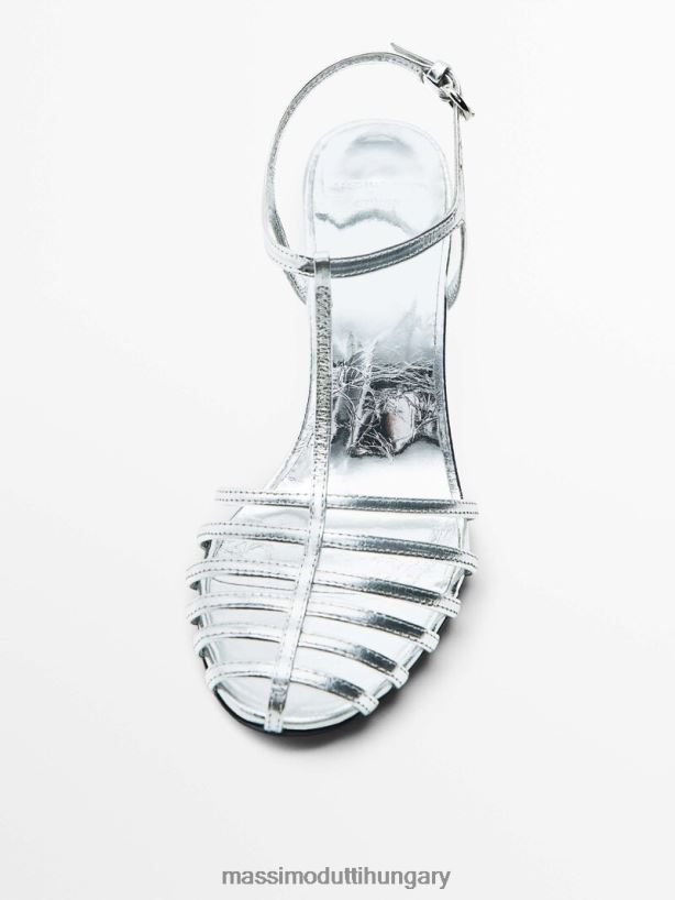 ketreces szandál laminált sarokkal - stúdió ezüst nők NXX8V8451 Massimo Dutti