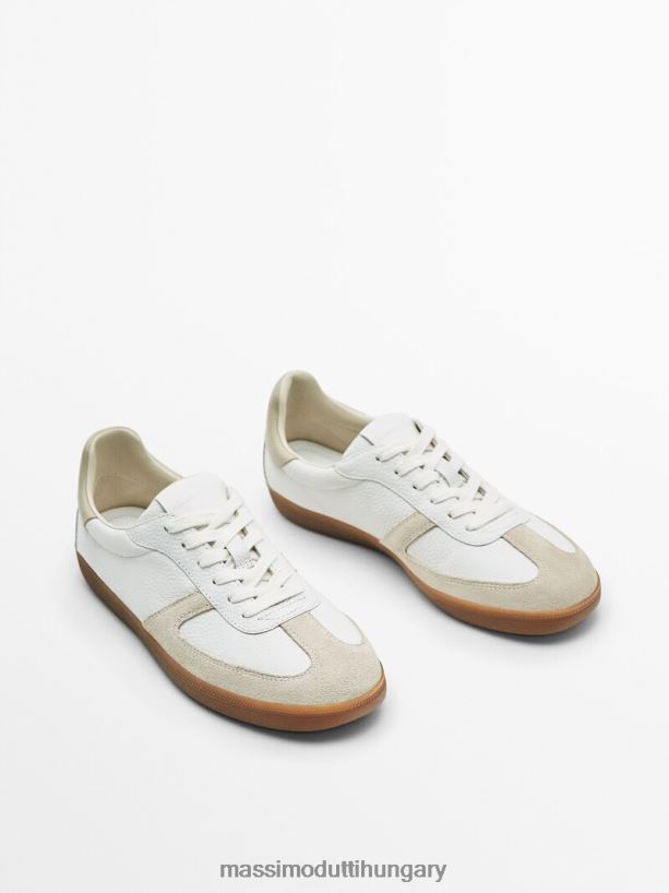 kontrasztos hasított velúr bőr edzőcipők krém nők NXX8V8459 Massimo Dutti