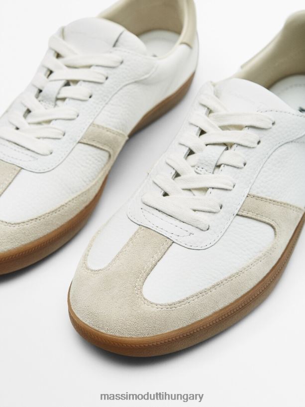 kontrasztos hasított velúr bőr edzőcipők krém nők NXX8V8459 Massimo Dutti