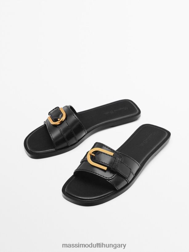 lapos bőr szandál fekete nők NXX8V8440 Massimo Dutti