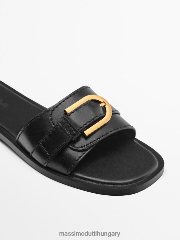 lapos bőr szandál fekete nők NXX8V8440 Massimo Dutti