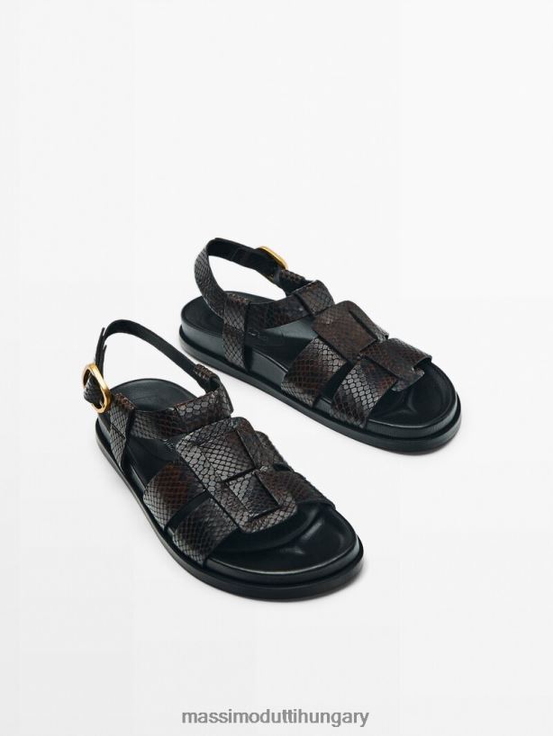 lapos szandál széles pánttal barna nők NXX8V8431 Massimo Dutti