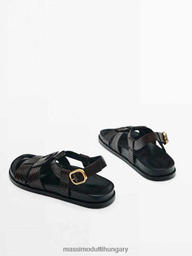 lapos szandál széles pánttal barna nők NXX8V8431 Massimo Dutti