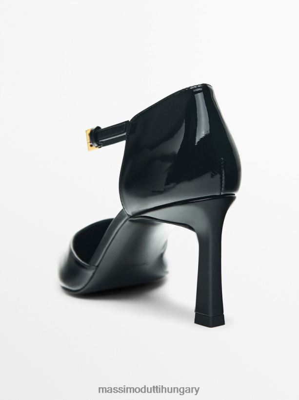műlakkbőr magassarkú cipő fekete nők NXX8V8419 Massimo Dutti