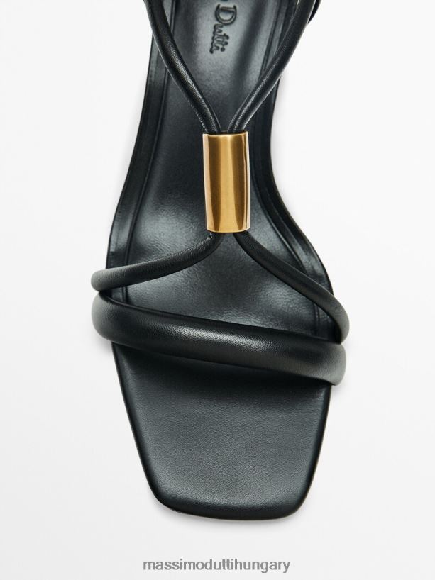 magas sarkú szandál fém résszel fekete nők NXX8V8404 Massimo Dutti