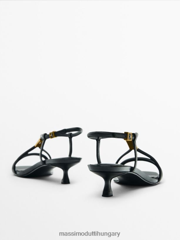 magas sarkú szandál fém résszel fekete nők NXX8V8404 Massimo Dutti