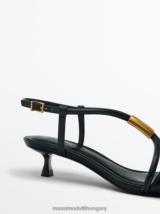 magas sarkú szandál fém résszel fekete nők NXX8V8404 Massimo Dutti