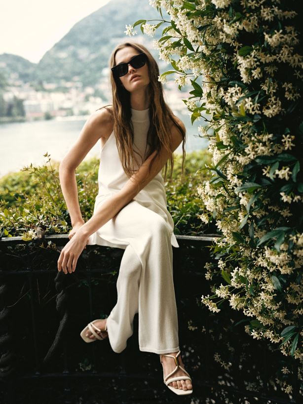 magas sarkú szandál fém résszel krém nők NXX8V8406 Massimo Dutti