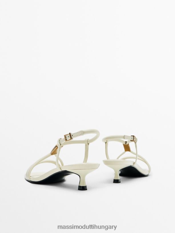 magas sarkú szandál fém résszel krém nők NXX8V8406 Massimo Dutti