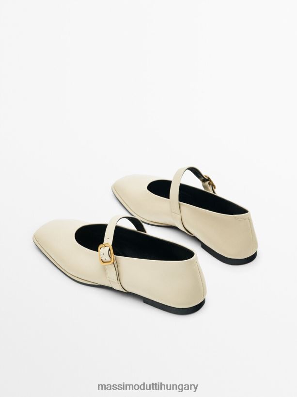 négyzet alakú balettlakások csatos pánttal pirosító-bézs nők NXX8V8457 Massimo Dutti