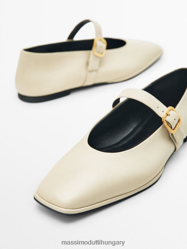 négyzet alakú balettlakások csatos pánttal pirosító-bézs nők NXX8V8457 Massimo Dutti