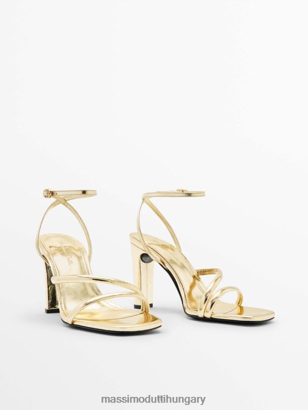 pántos magassarkú szandál bokapánttal Arany nők NXX8V8425 Massimo Dutti