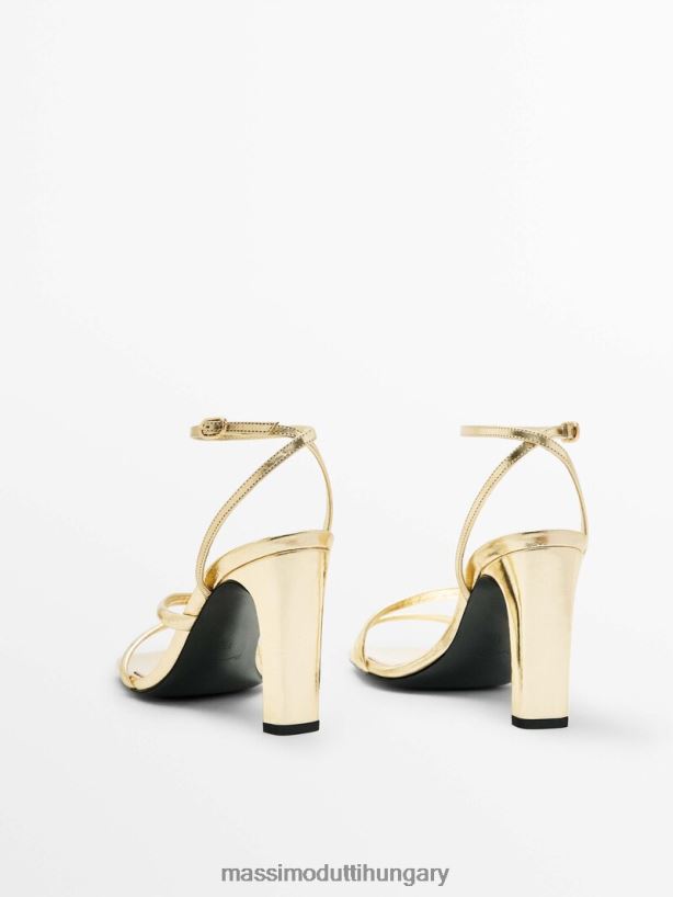 pántos magassarkú szandál bokapánttal Arany nők NXX8V8425 Massimo Dutti