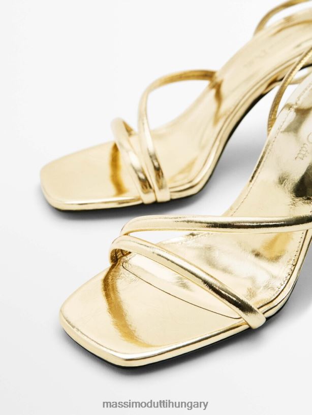 pántos magassarkú szandál bokapánttal Arany nők NXX8V8425 Massimo Dutti