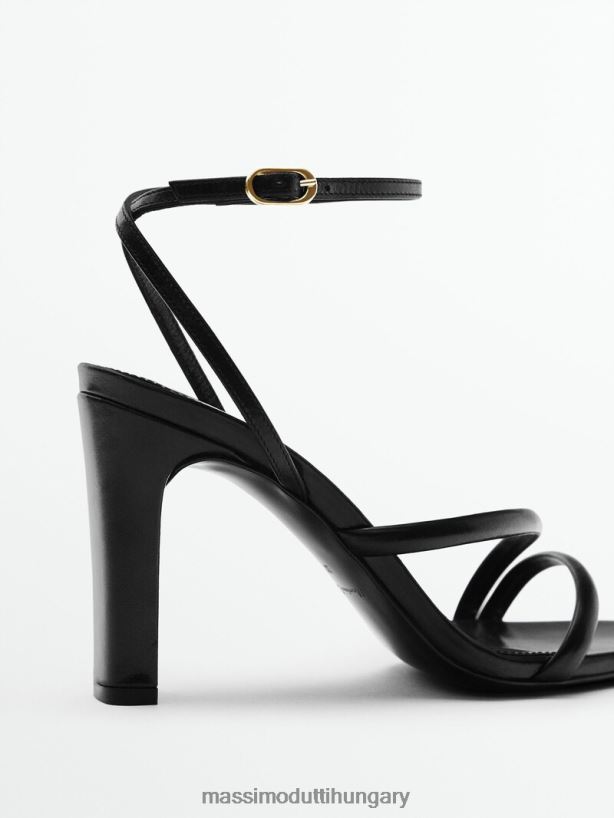 pántos magassarkú szandál bokapánttal fekete nők NXX8V8424 Massimo Dutti