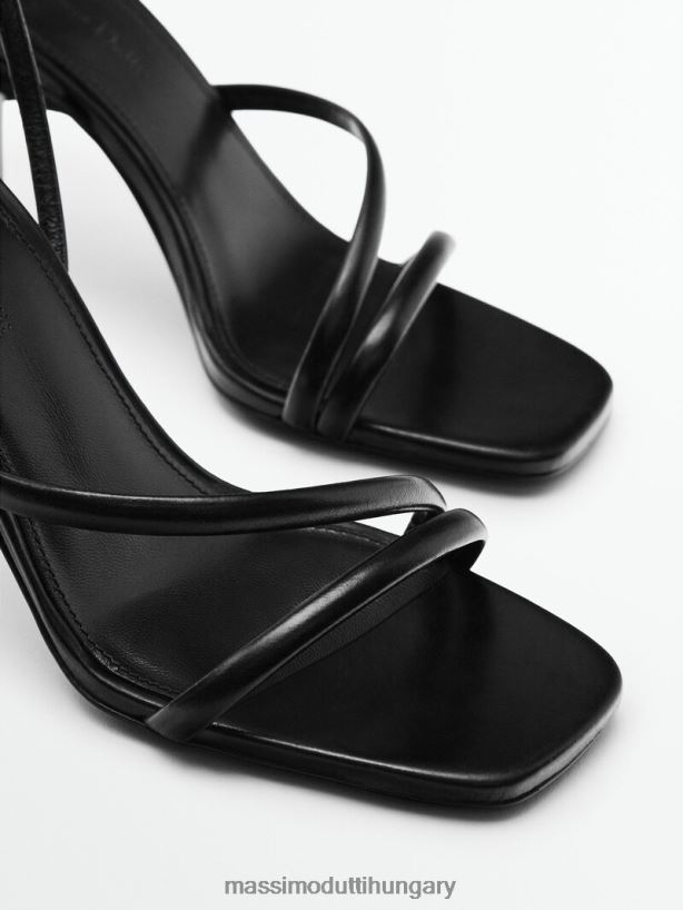 pántos magassarkú szandál bokapánttal fekete nők NXX8V8424 Massimo Dutti