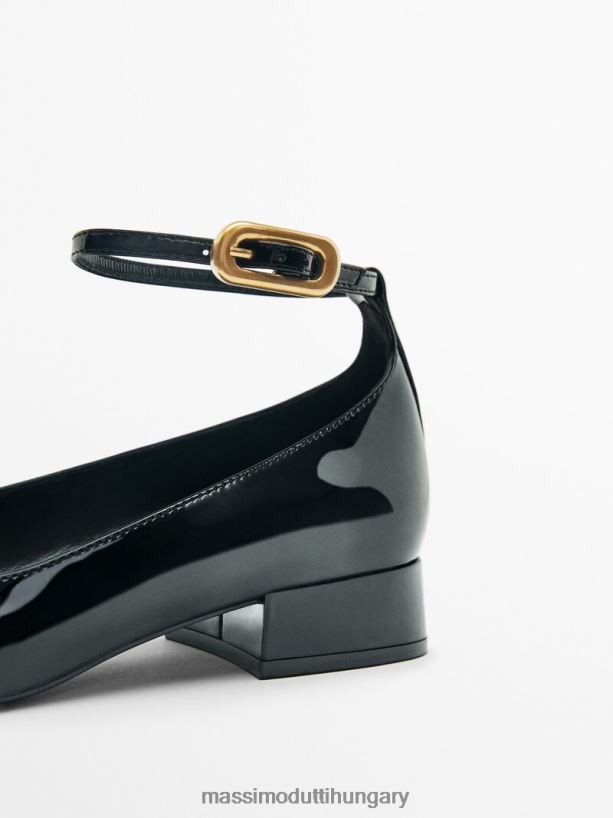 patentos balerinák csatos pánttal fekete nők NXX8V8408 Massimo Dutti