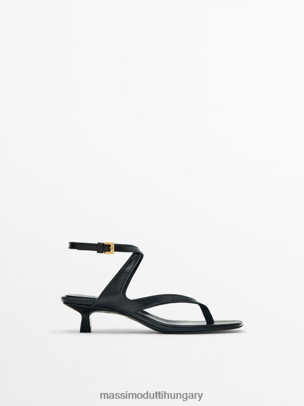 sarkú szandál crossover pánttal fekete nők NXX8V8409 Massimo Dutti