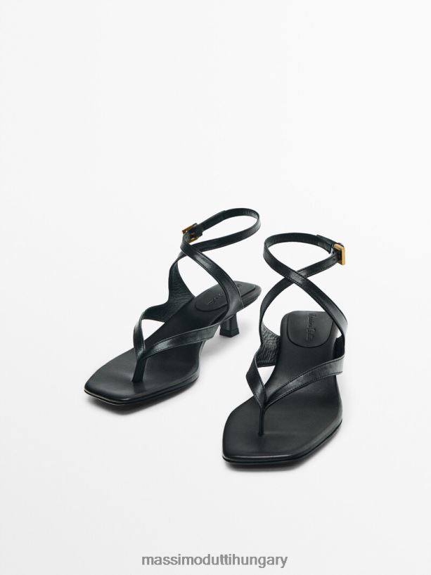 sarkú szandál crossover pánttal fekete nők NXX8V8409 Massimo Dutti