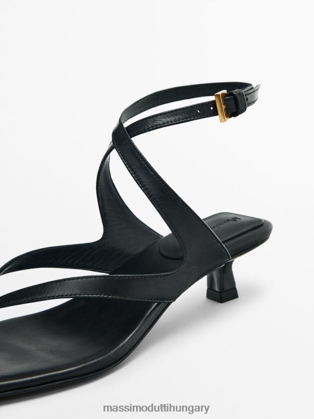 sarkú szandál crossover pánttal fekete nők NXX8V8409 Massimo Dutti