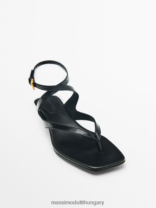sarkú szandál crossover pánttal fekete nők NXX8V8409 Massimo Dutti